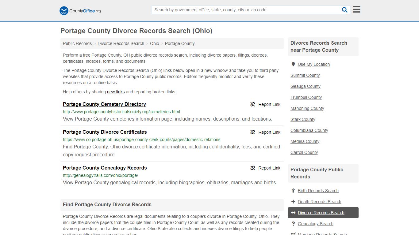 Divorce Records Search - Portage County, OH (Divorce Certificates ...