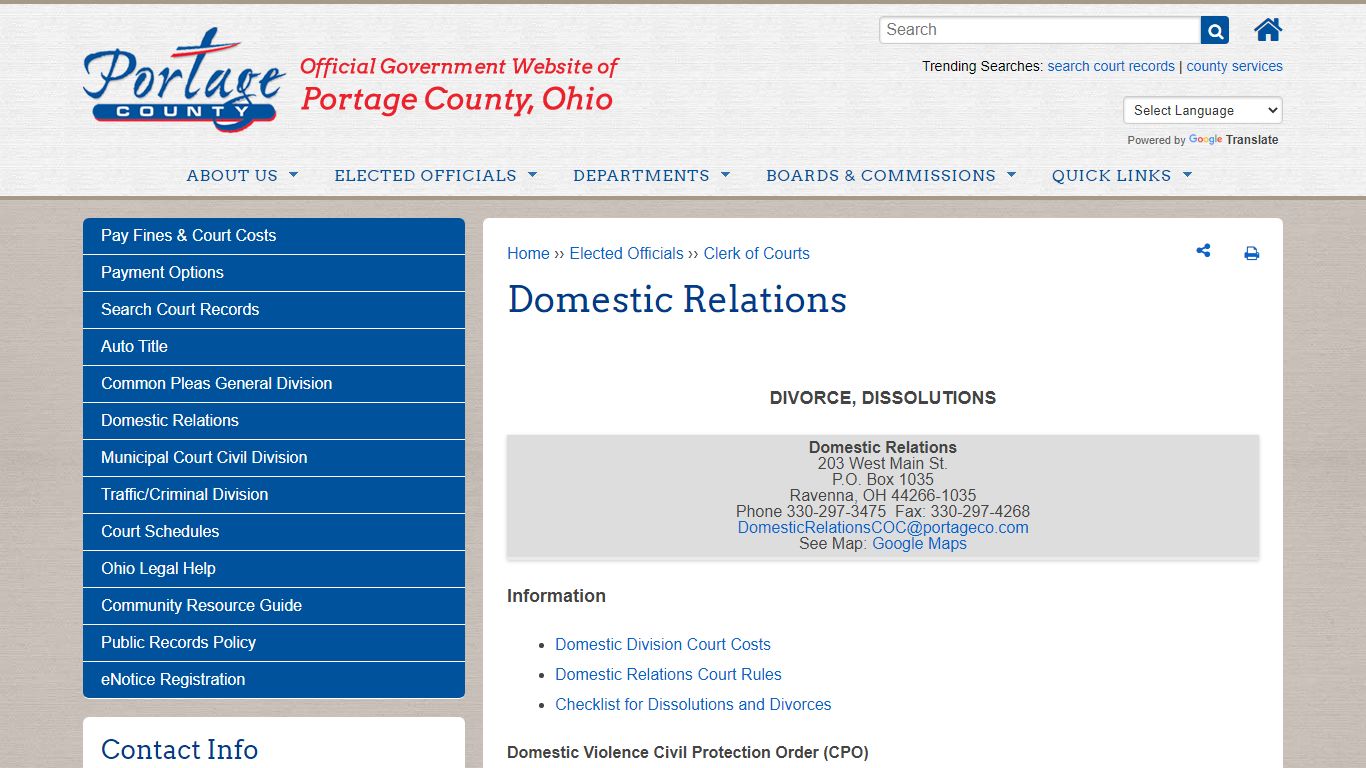 Domestic Relations | Portage County OH